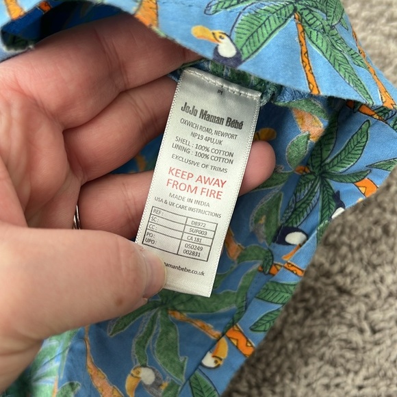 Jojo Maman Bebe Palm Toucan Blue Toddler Dress - Picture 5 of 7